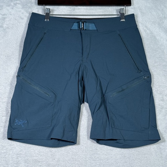Arcteryx Shorts Men 30 Blue Palisade Technical Belted Hiking Outdoor Zip Pockets - Picture 1 of 12